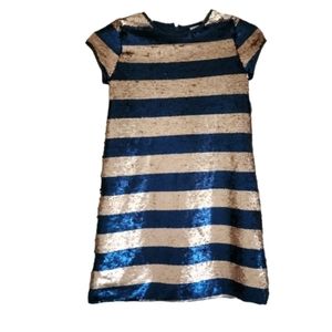 Peyton & Parker | Dresses | Peyton Parker Girls Sequin Striped Shirt Dress  Sz Nwt Blue Gold | Poshmark